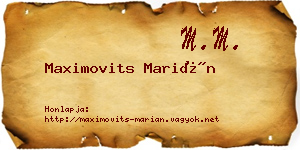 Maximovits Marián névjegykártya